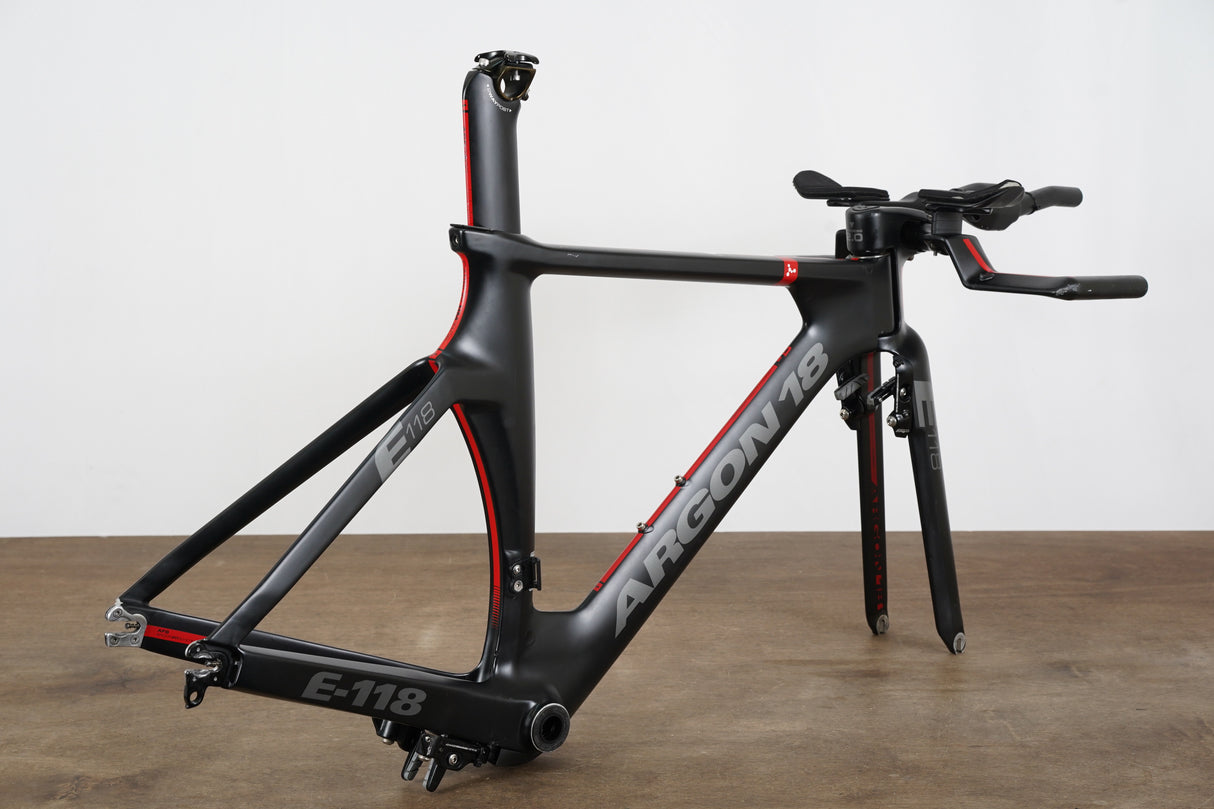 XS Argon 18 E-118 Carbon Rim Brake TT Triathlon Frameset + Cockpit