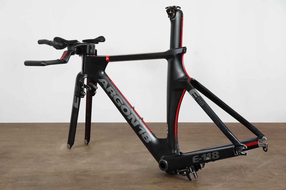 XS Argon 18 E-118 Carbon Rim Brake TT Triathlon Frameset + Cockpit