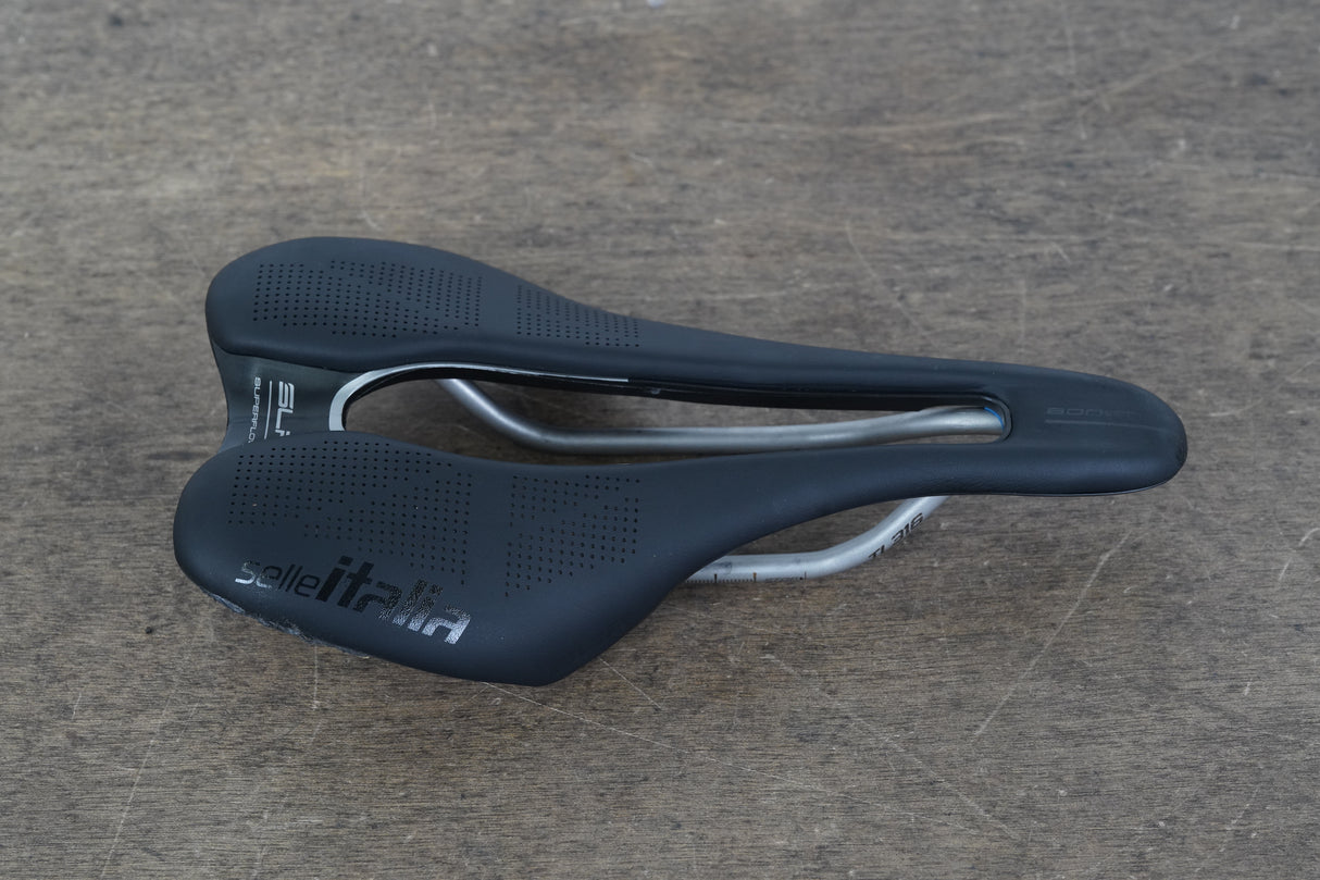 130mm Selle Italia SLR Superflow Boost Titanium Rail Road Saddle 162g