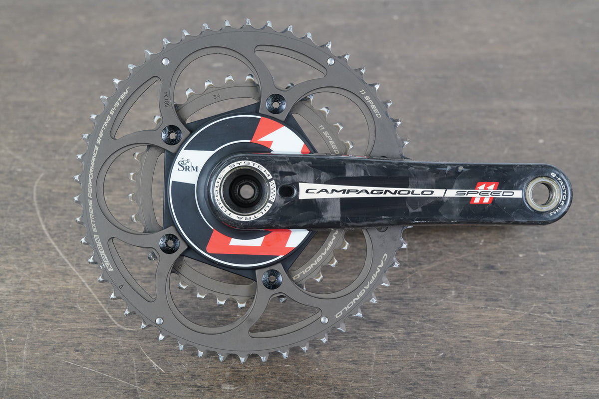 172.5mm 50/34T Campagnolo 11 Speed SRM Power Carbon Crankset *Needs Service*