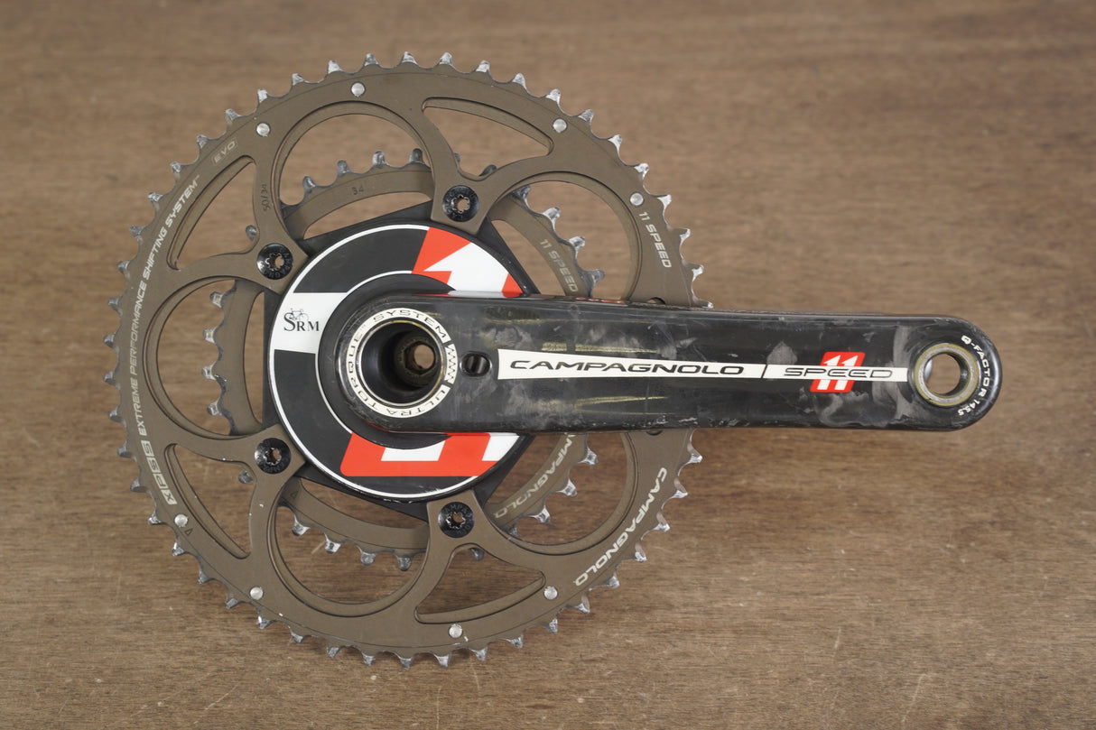 172.5mm 50/34T Campagnolo 11 Speed SRM Power Meter Road Carbon Crankset