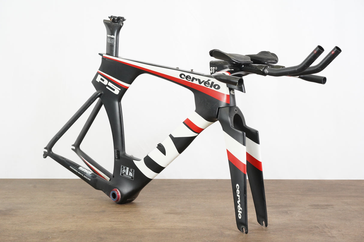 51cm Cervelo P5 TT Triathlon Carbon Rim Brake Frameset + Aero Handlebar