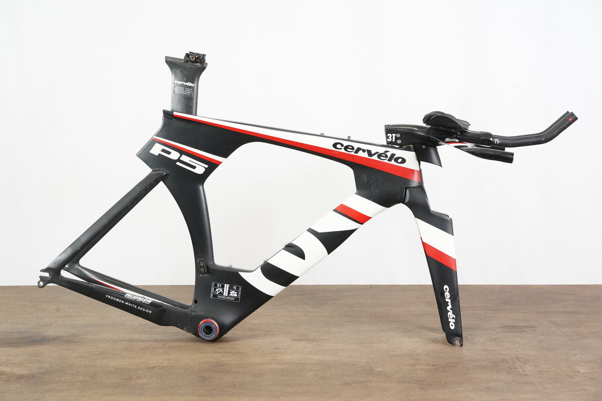 51cm Cervelo P5 TT Triathlon Carbon Rim Brake Frameset + Aero Handlebar