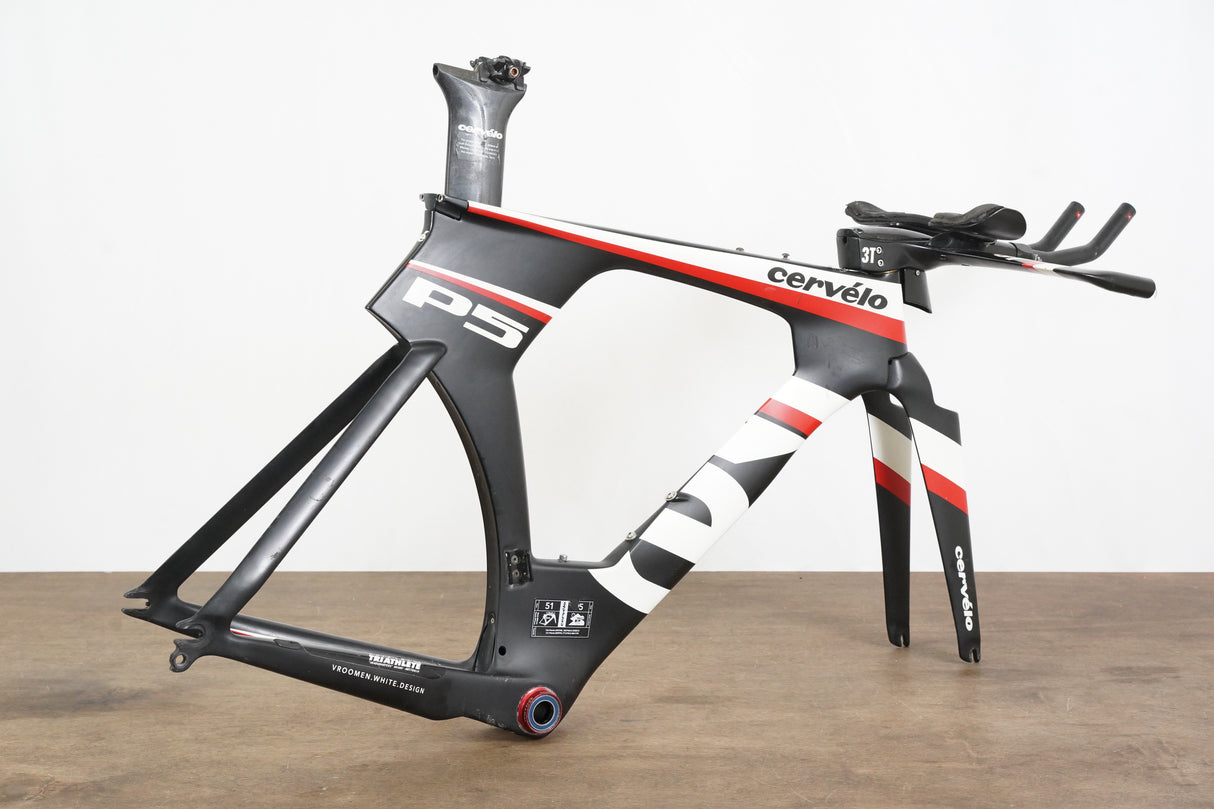 51cm Cervelo P5 TT Triathlon Carbon Rim Brake Frameset + Aero Handlebar