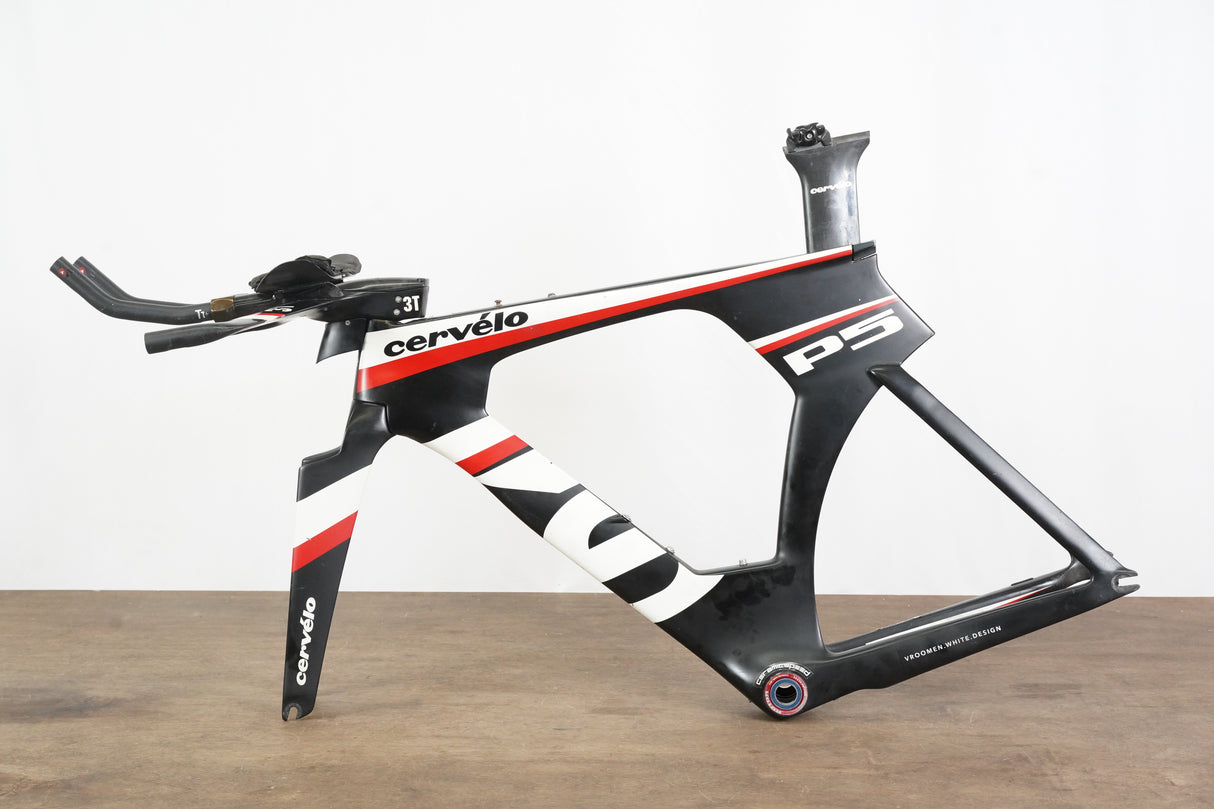 51cm Cervelo P5 TT Triathlon Carbon Rim Brake Frameset + Aero Handlebar