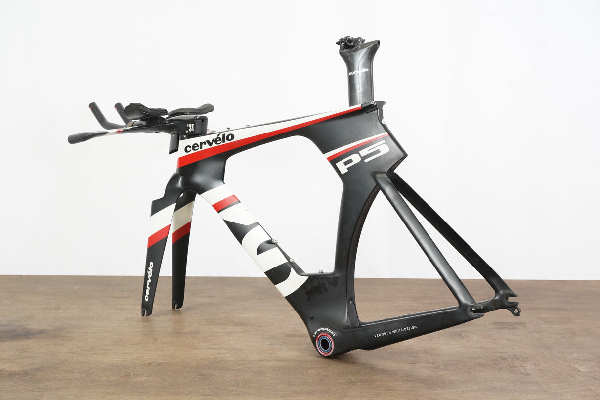 51cm Cervelo P5 TT Triathlon Carbon Rim Brake Frameset + Aero Handlebar