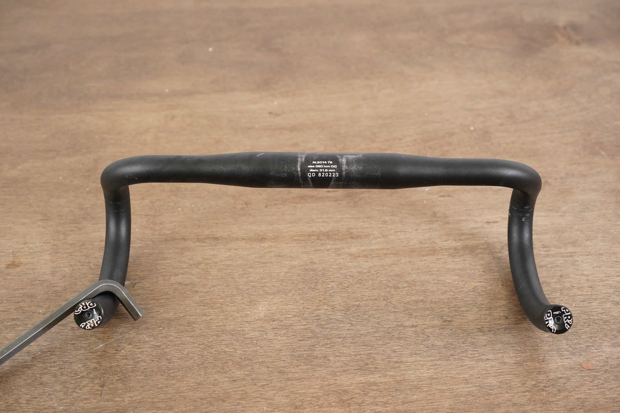 38cm PRO PLT Alloy Compact Road Handlebar 31.8mm + PRO Bar End Caps