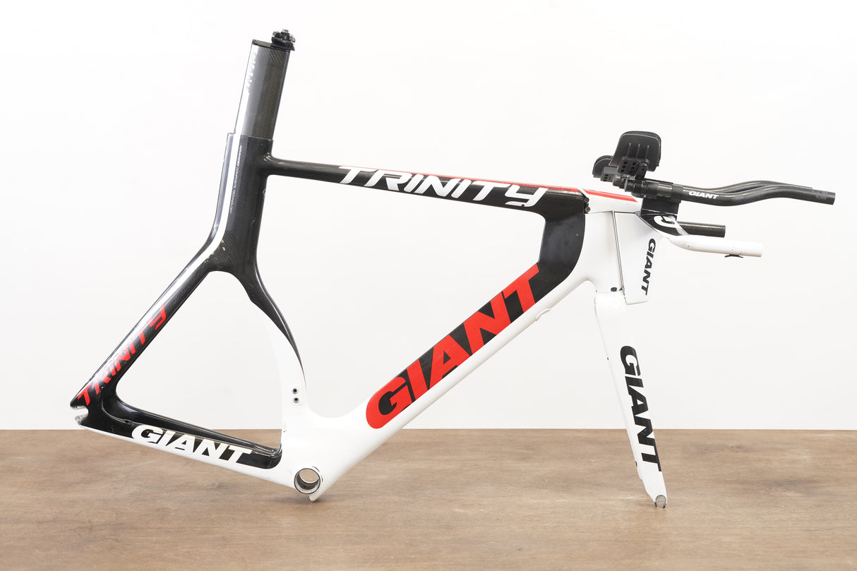 M (Medium) Giant Trinity Carbon Rim Brake TT Triathlon Frameset + Cockpit