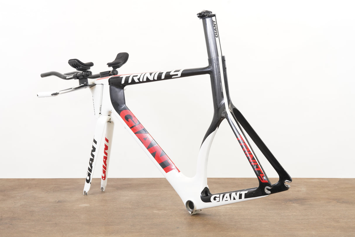 M (Medium) Giant Trinity Carbon Rim Brake TT Triathlon Frameset + Cockpit