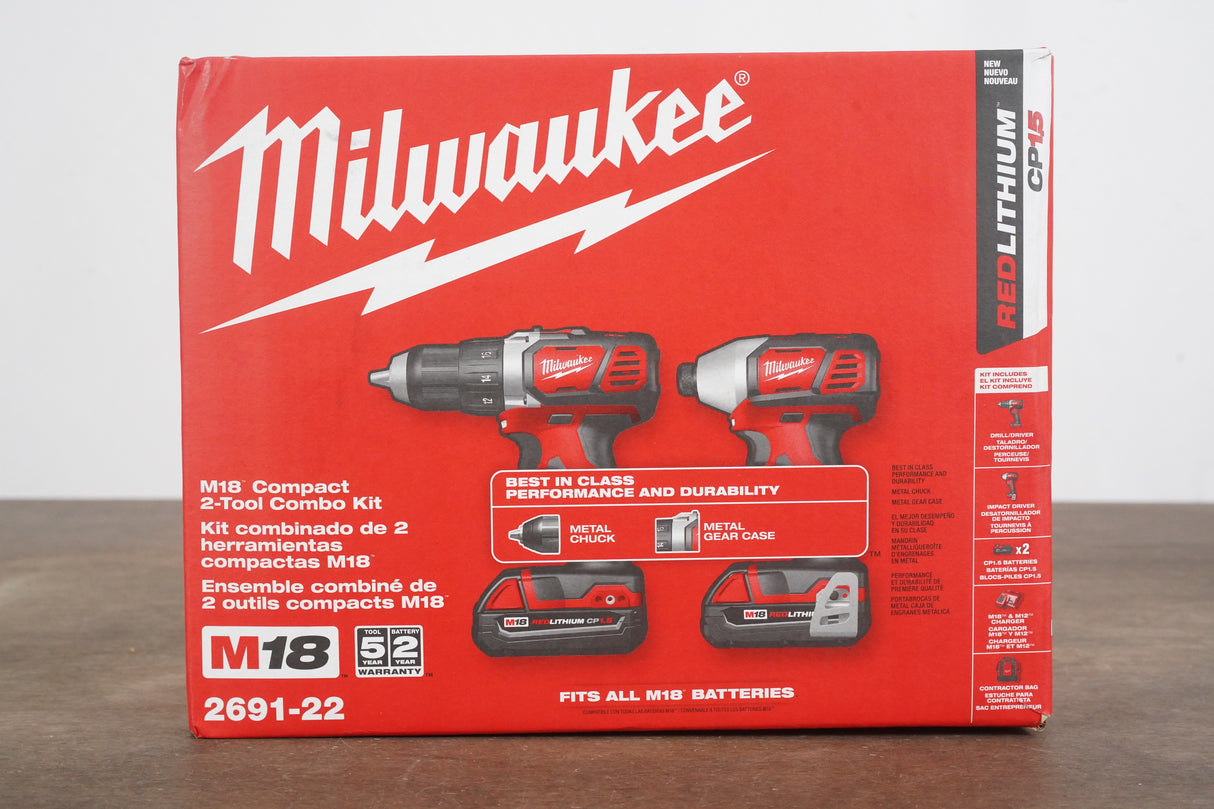 NEW Milwaukee M18 CP15 2691-22 Compact 2-Tool Combo Kit