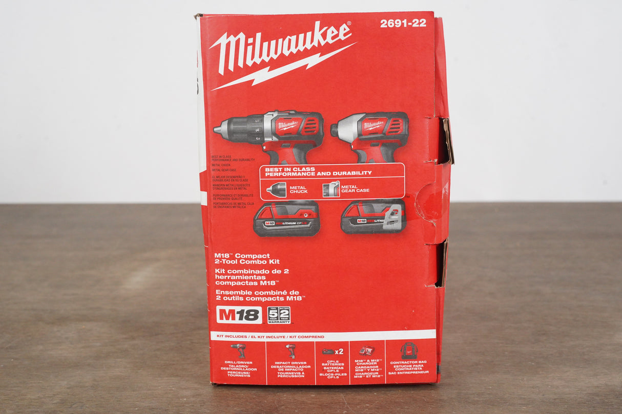 NEW Milwaukee M18 CP15 2691-22 Compact 2-Tool Combo Kit