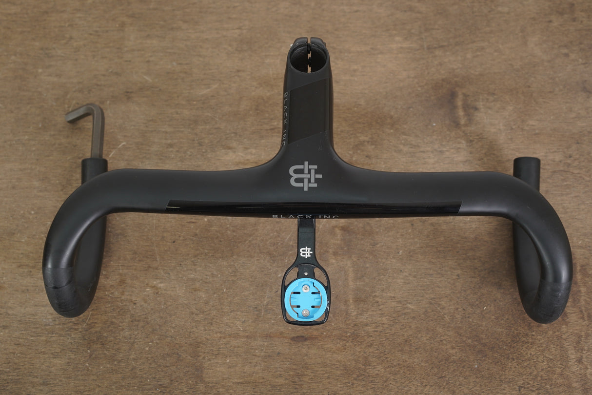 38cm 110mm -6 Degree Black Inc. Carbon Barstem Handlebar + Wahoo Mount 1 1/8"