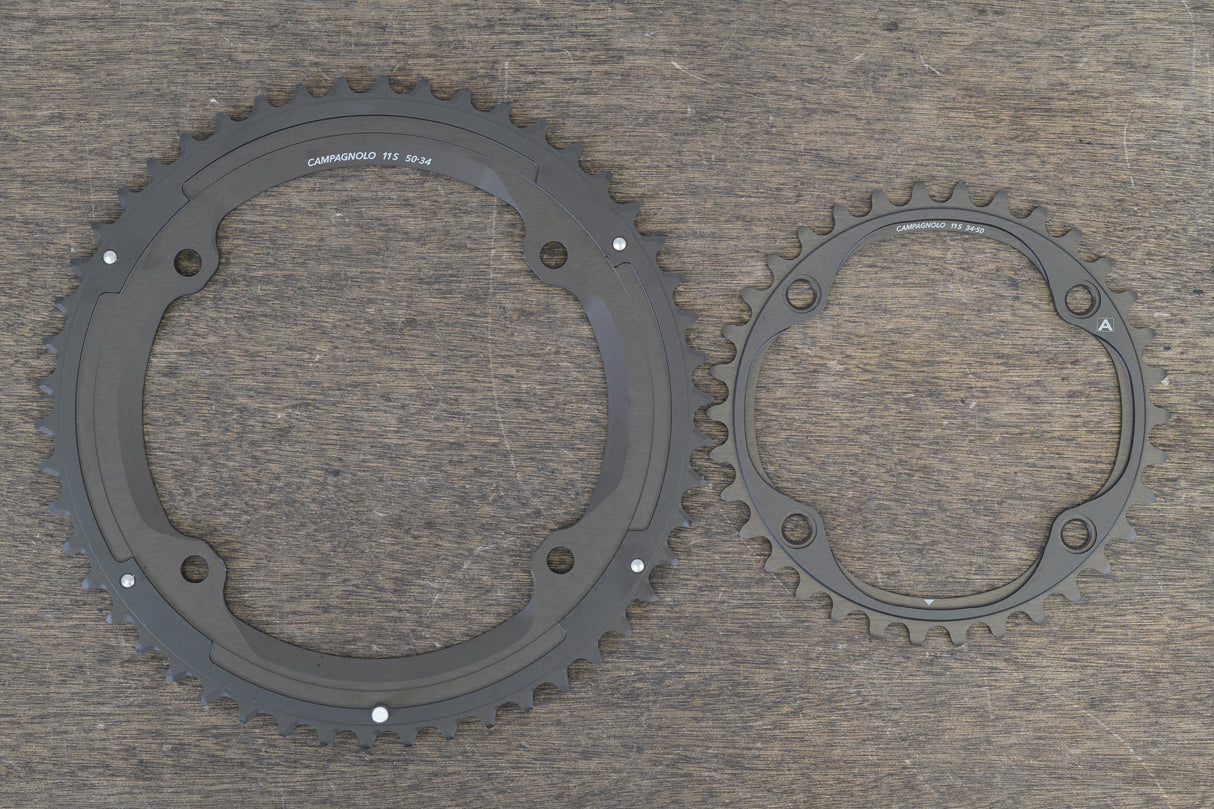 NEW 50/34T 4 Bolt Campagnolo 11 Speed Chainrings
