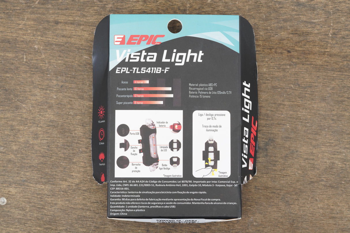 NEW Epic Vista Light Red LED Rear Light Cycling Road Gravel CX Bike