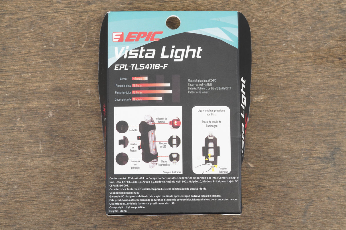 NEW Epic Vista Light Red LED Rear Light Cycling Road Gravel CX Bike