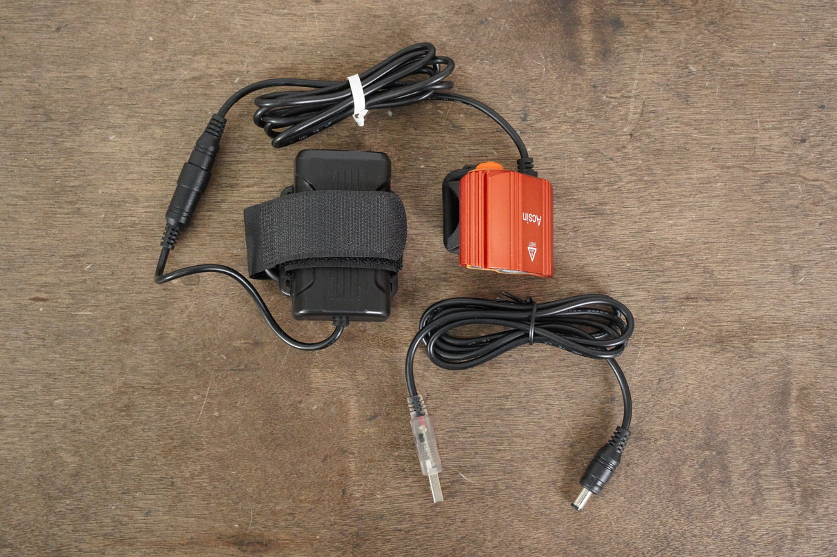 Acsin White Rechargable Front Light Cycling Road Gravel CX Bike