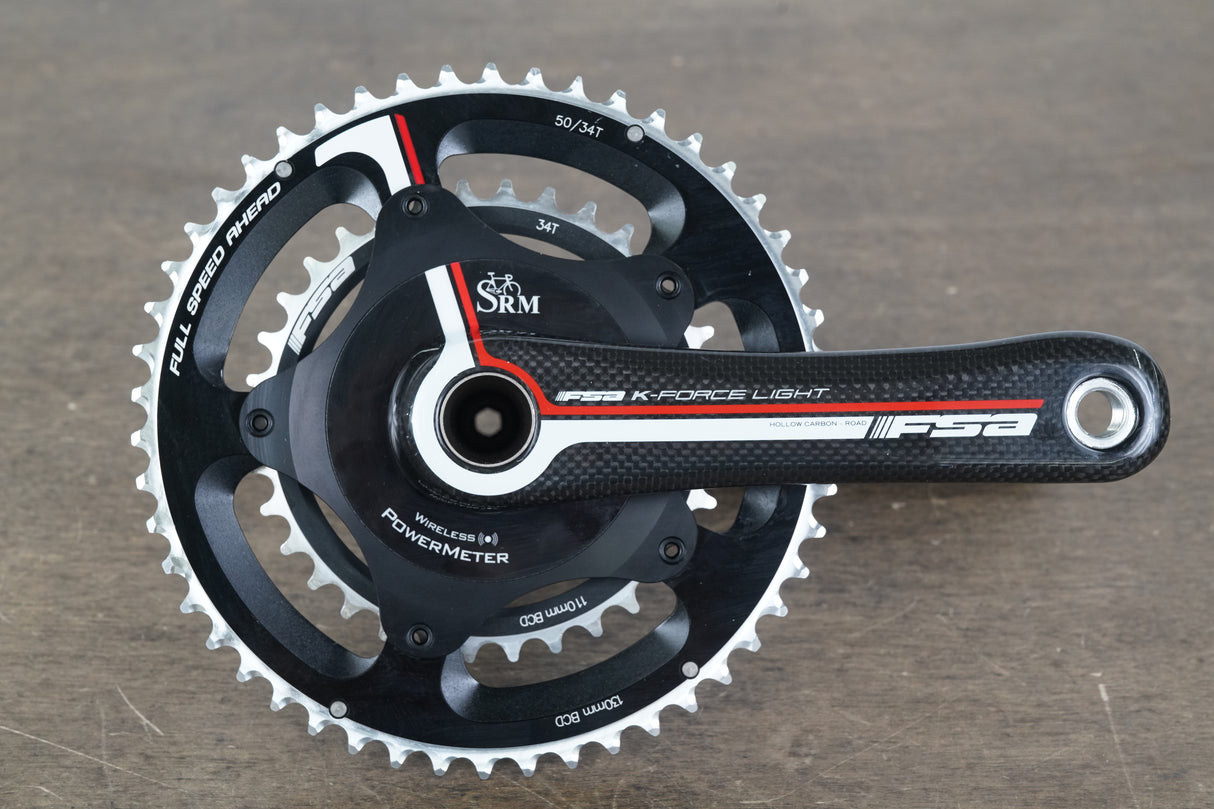 172.5mm 50/34T FSA K-Force Light SRM Power Meter Carbon Crankset *Needs Service*