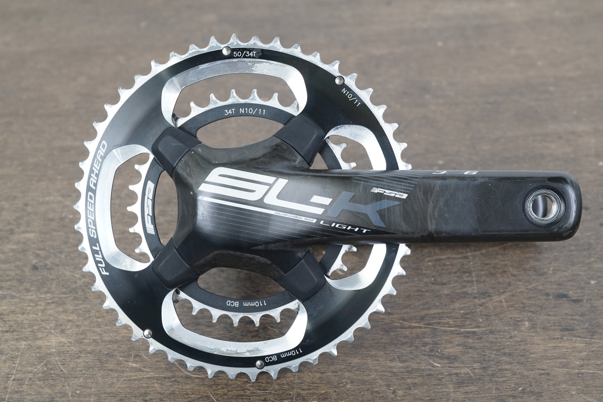 172.5mm 50/34T BB386 FSA SL-K Light Carbon Road Crankset SLK 586g