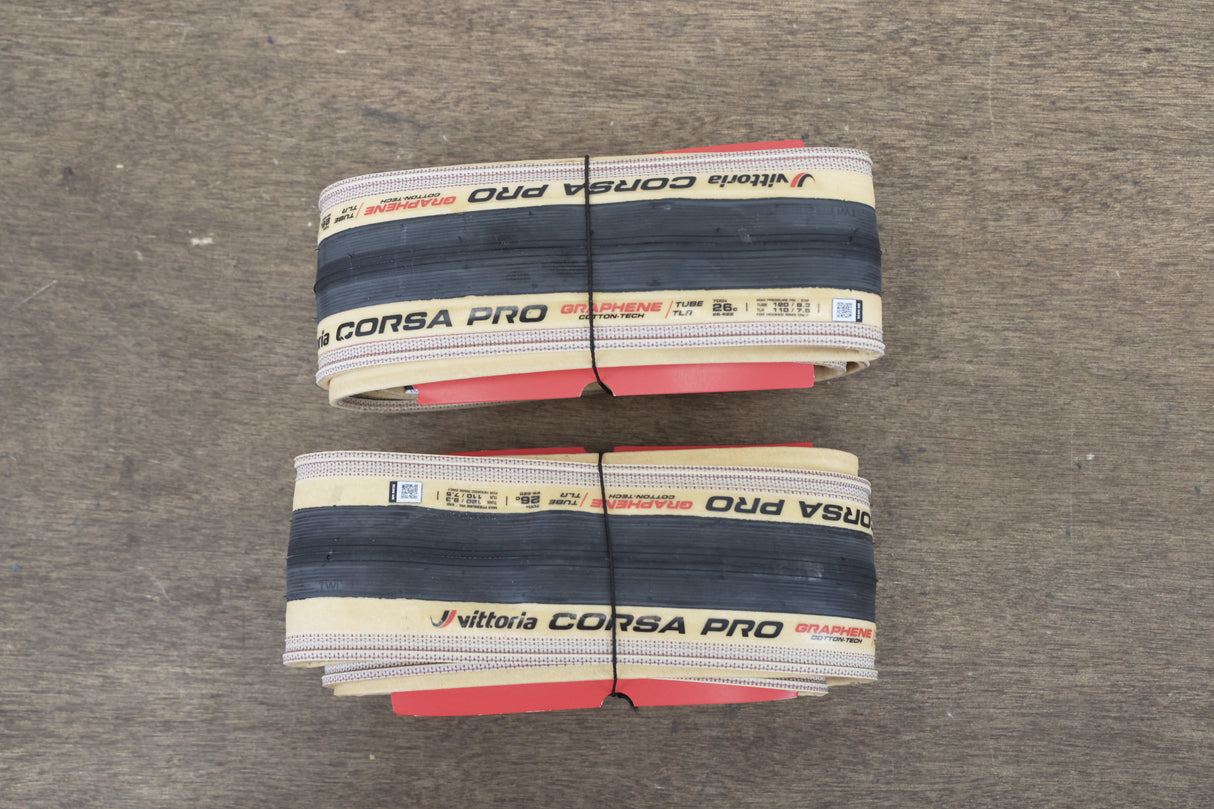 NEW (2) 700x26C 26mm Vittoria Corsa Pro Tubeless Clincher Road Tires
