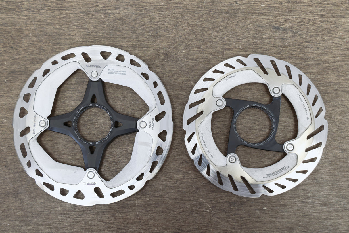 (2) 160mm/140mm Shimano RT-MT800 / RT-CL800 Center Lock Disc Brake Rotors