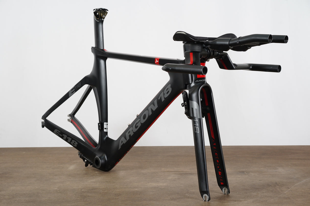 XS Argon 18 E-118 Carbon Rim Brake TT Triathlon Frameset + Cockpit