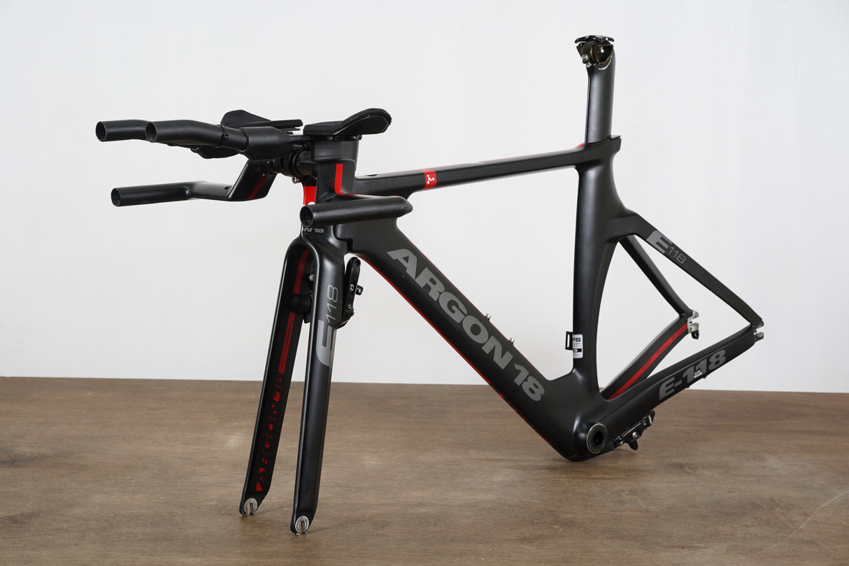 XS Argon 18 E-118 Carbon Rim Brake TT Triathlon Frameset + Cockpit