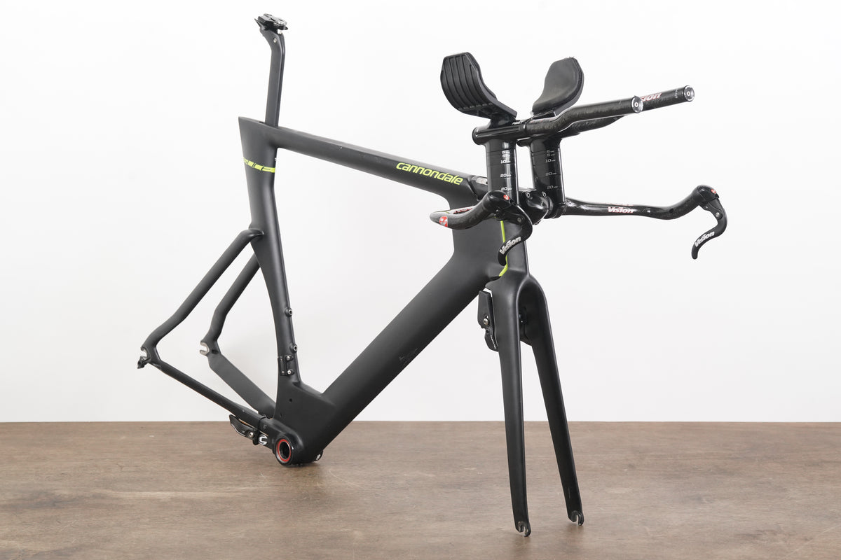 56cm Cannondale Slice RS Carbon Rim Brake TT Triathlon Frameset + Cockpit + Calipers