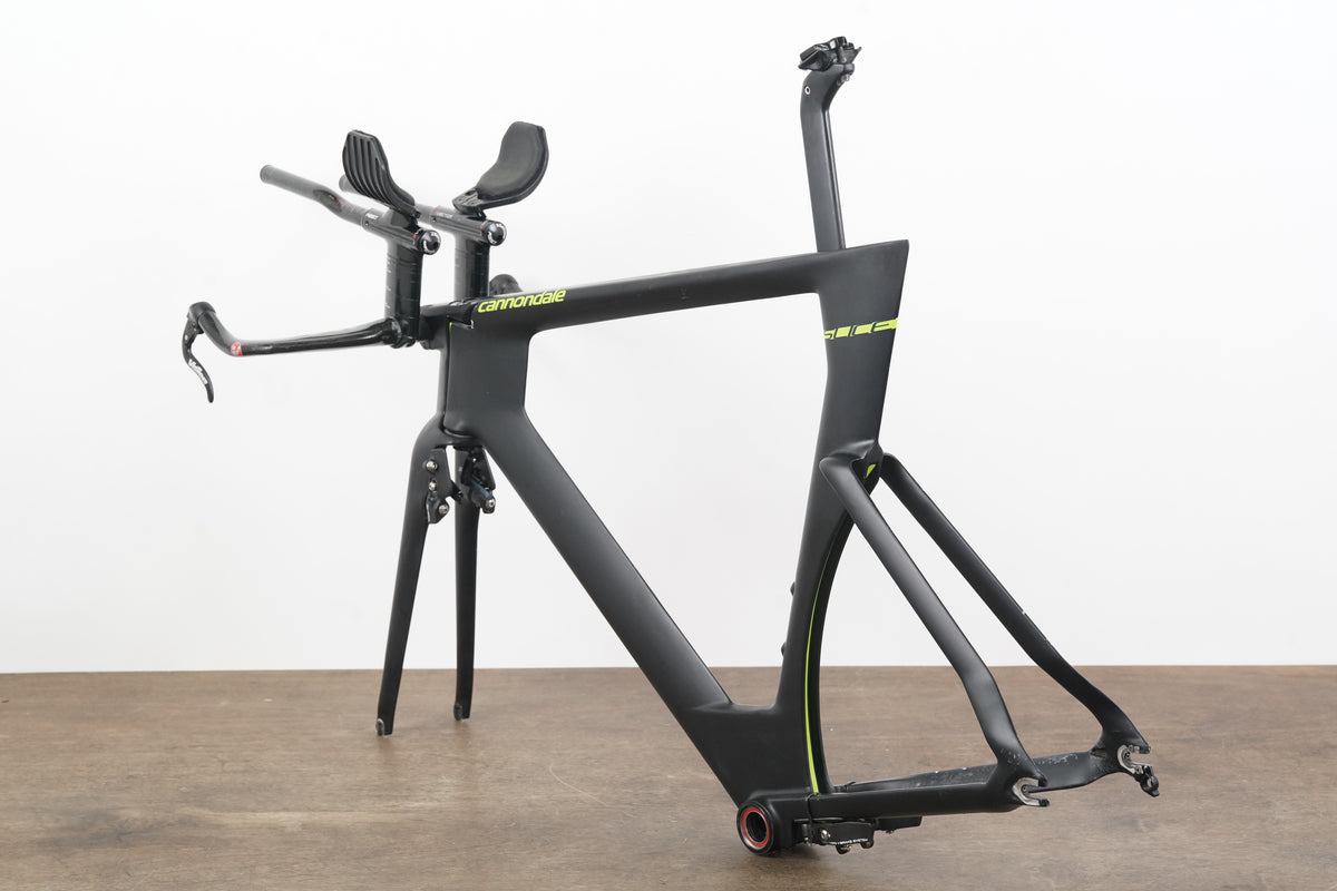 56cm Cannondale Slice RS Carbon Rim Brake TT Triathlon Frameset + Cockpit + Calipers