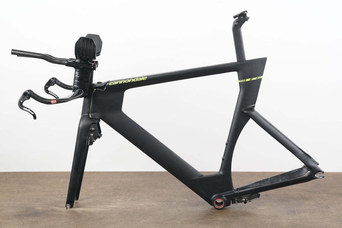 56cm Cannondale Slice RS Carbon Rim Brake TT Triathlon Frameset + Cockpit + Calipers