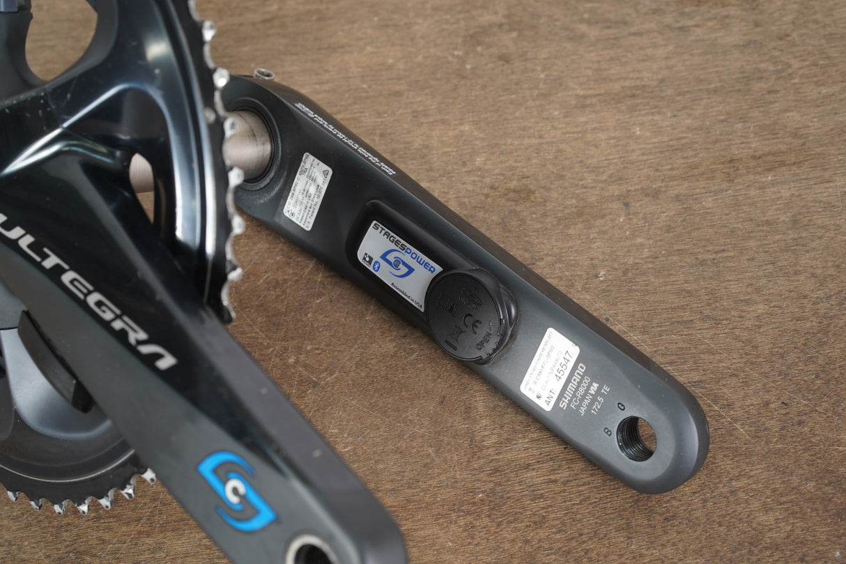 172.5mm 52/36T Shimano Ultegra FC-R8000 Stages Dual Power Meter Crankset 8000