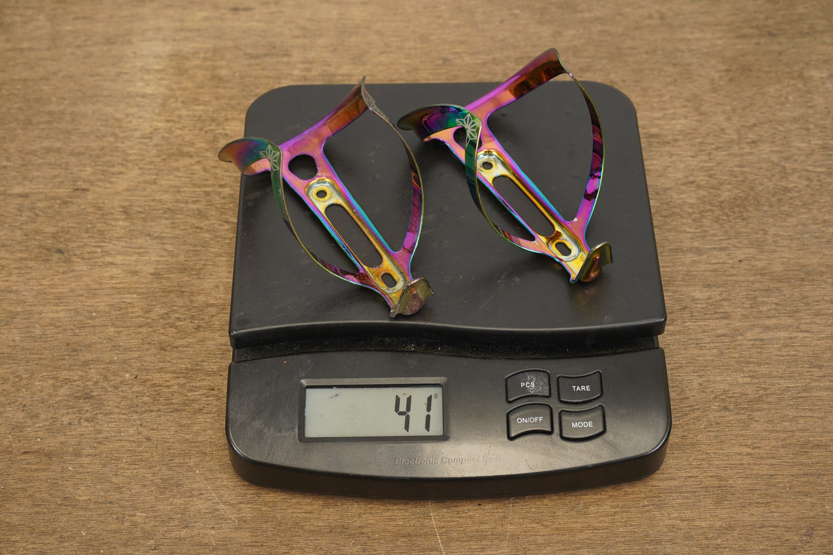 (2) Supacaz Fly Cage Ano Oil Slick Aluminum Water Bottle Cages 41g