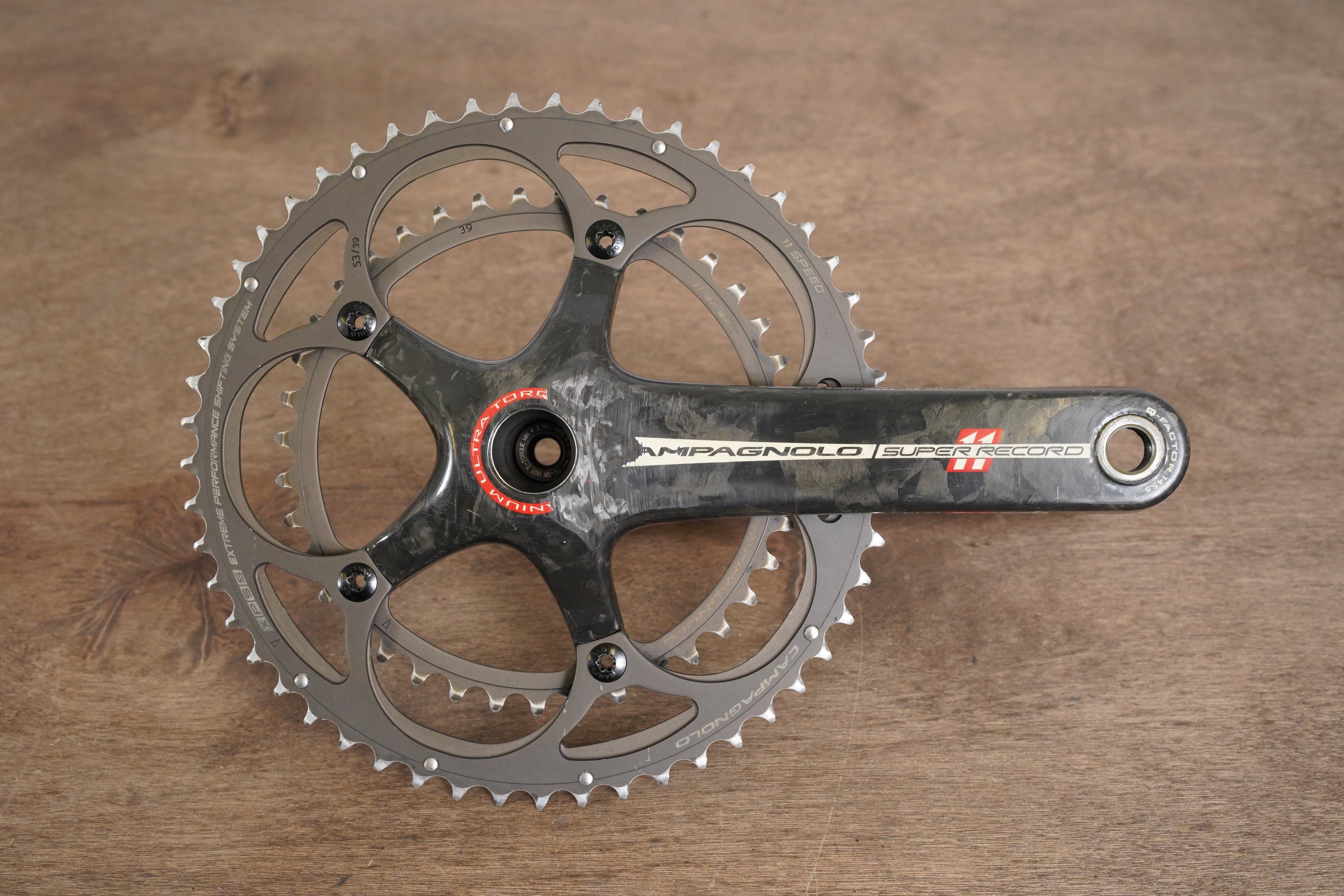 175mm 53/39T Campagnolo Super Record Titanium 11 Speed Carbon Crankset –  Elevate Cycling