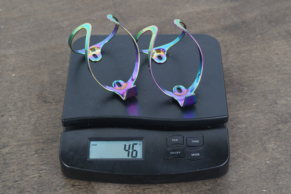 (2) MVTEK Sentinel Oil Slick Aluminum Water Bottle Cages 46g