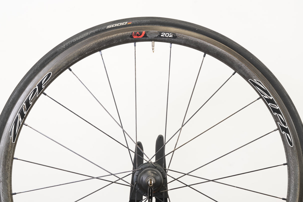 Zipp 202 Firecrest Powertap Carbon Clincher Rim Brake Wheelset Campagnolo 10 Speed