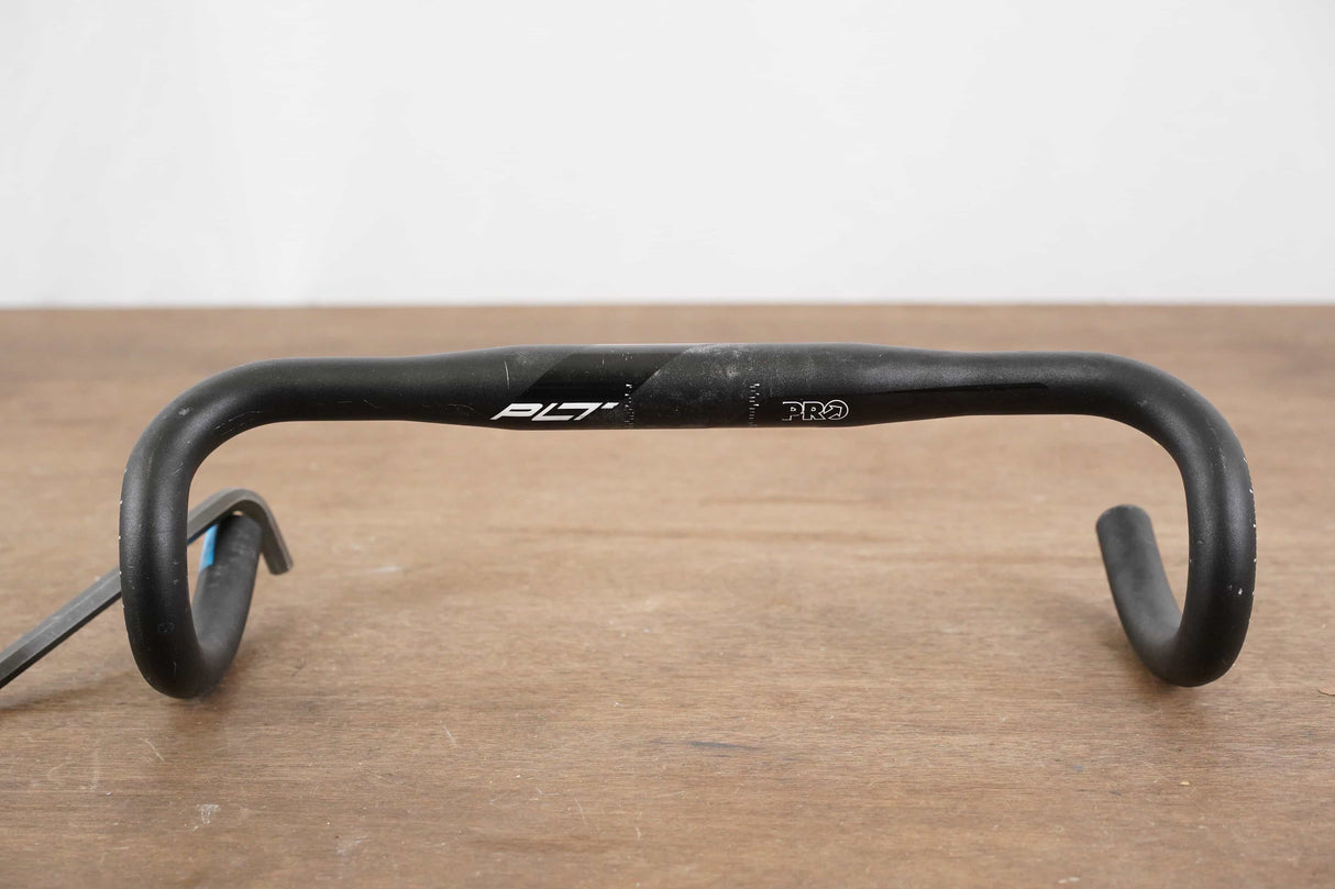 38cm PRO PLT Alloy Compact Road Handlebar 31.8mm + PRO Bar End Caps
