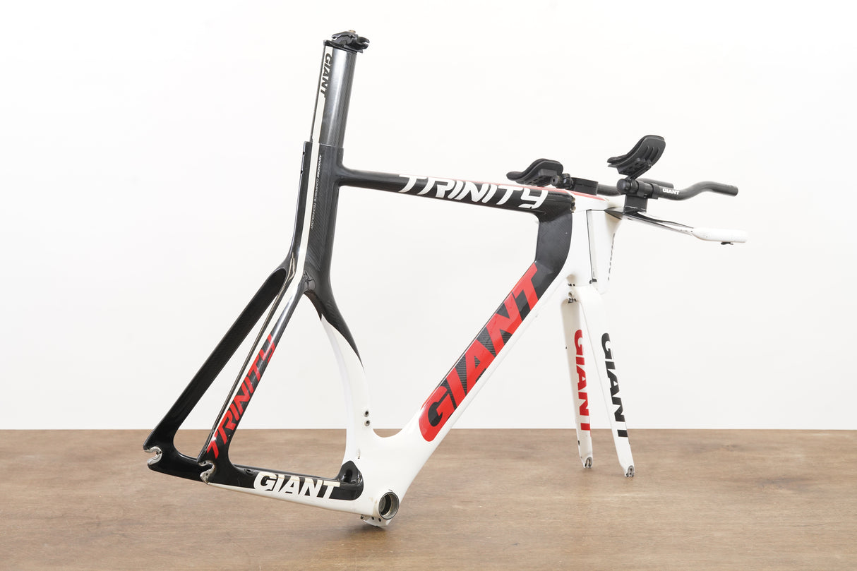 M (Medium) Giant Trinity Carbon Rim Brake TT Triathlon Frameset + Cockpit