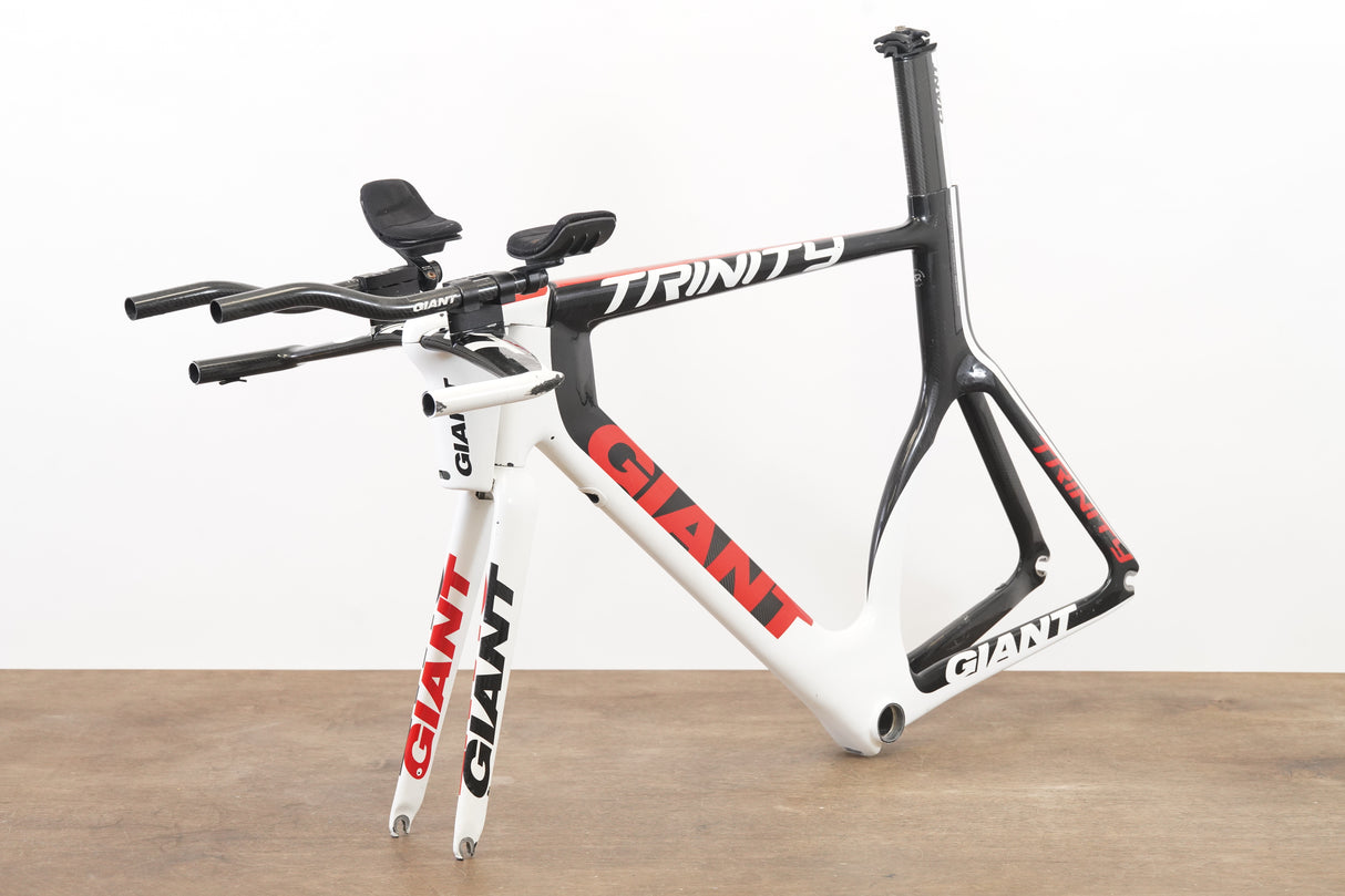 M (Medium) Giant Trinity Carbon Rim Brake TT Triathlon Frameset + Cockpit