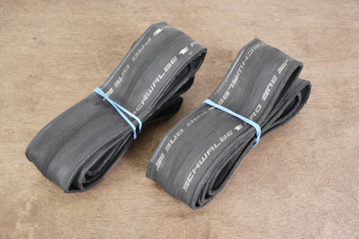 (2) 650x25c (25mm) Schwalbe Pro One Tubeless Clincher Road Tires