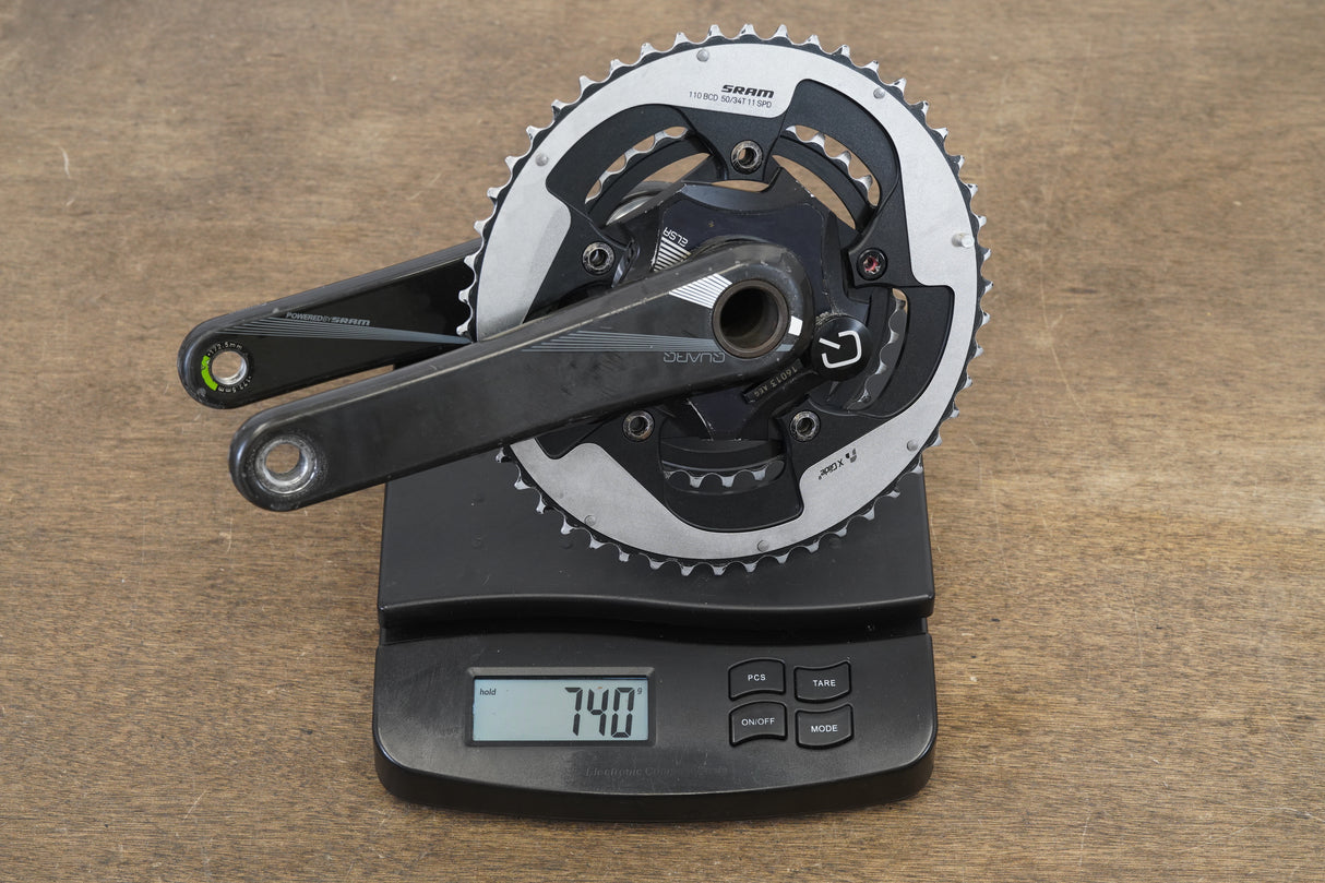 172.5mm 50/34T GXP Quarq Elsa Carbon Power Meter Road Crankset 740g