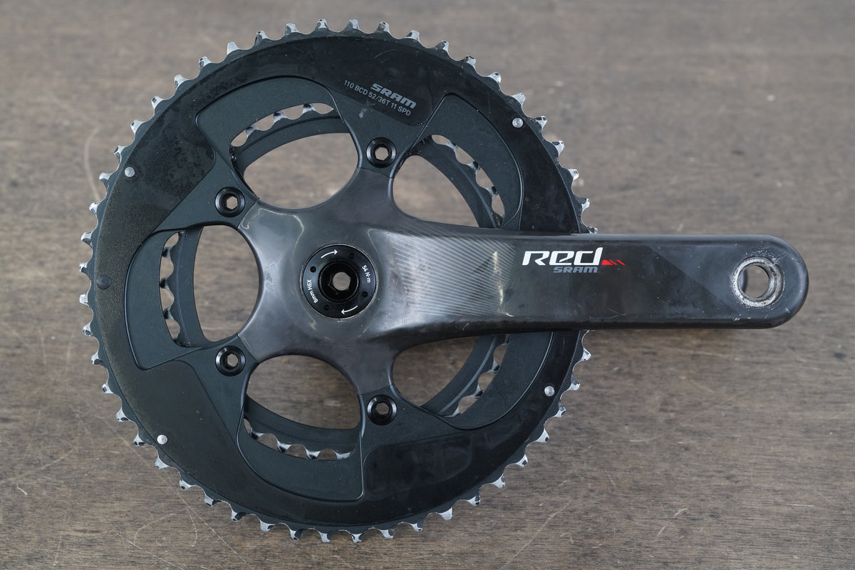 165mm 52/36T BB30 SRAM Red 22 Carbon Crankset 542g