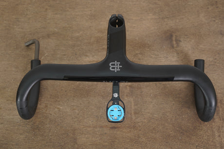 38cm 110mm -6 Degree Black Inc. Carbon Barstem Handlebar + Wahoo Mount 1 1/8"