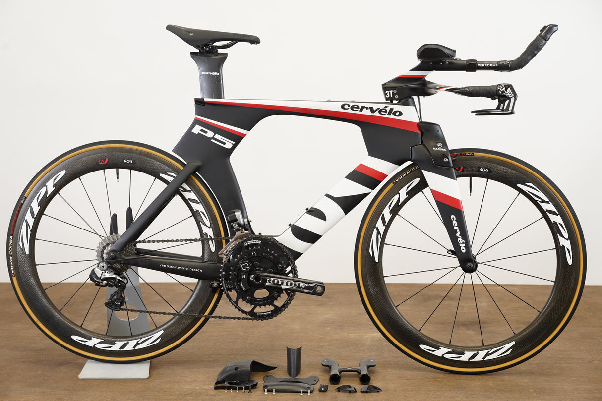 650C 45cm Cervelo P5 Dura-Ace 9070 Di2 Zipp 404 Carbon Triathlon Rim Brake Bike