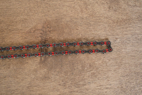 116L KMC X11SL Red Black 11 Speed Road Chain 75% Life Remaining 116 Links