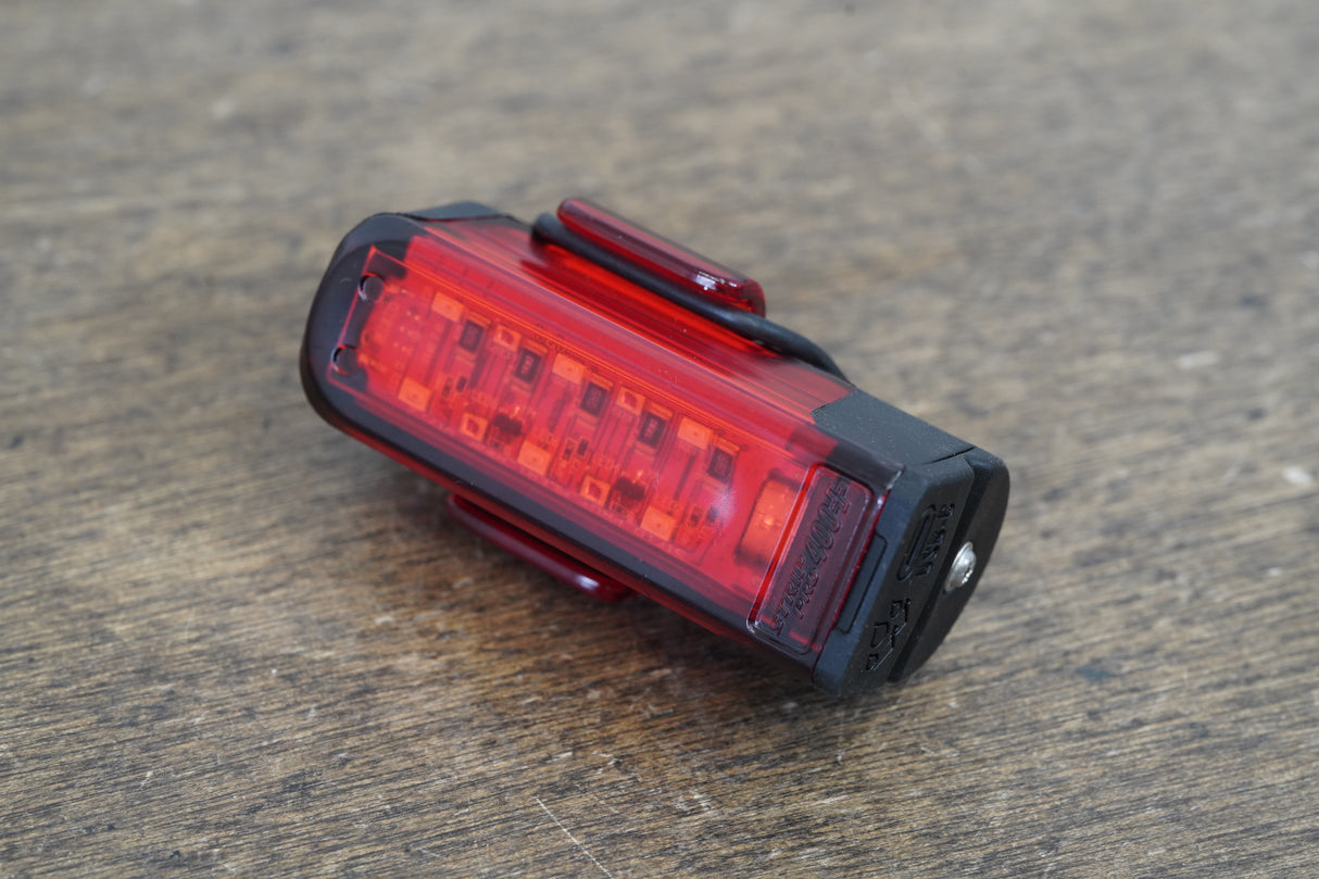 Red Lezyne Strip Pro 400+ USB Led Rear Light + Mount Cycling Road Gravel CX Bike