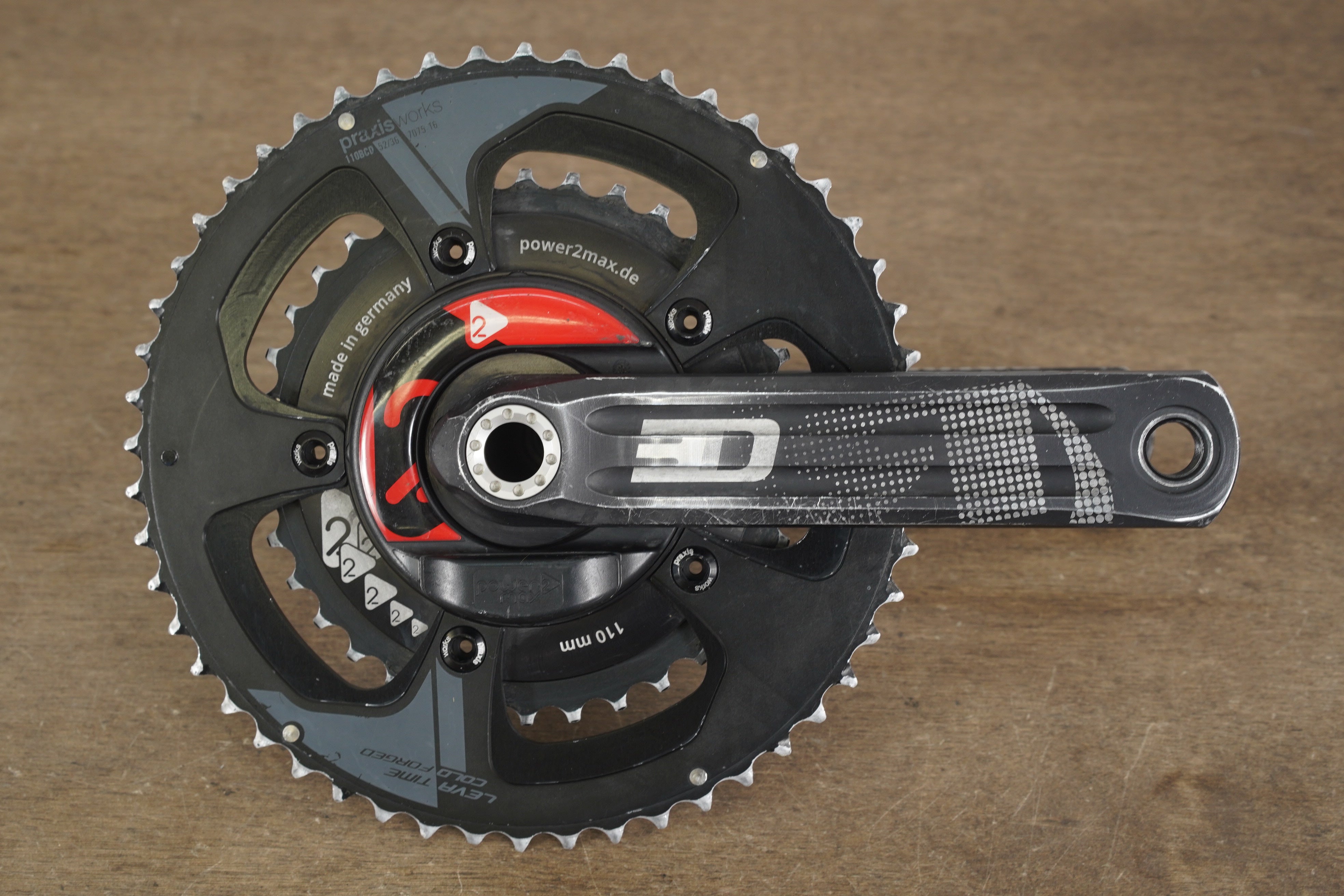 rotor 3D power2max pcd110　 165mm 165mm 52/36T 24mm Rotor 3D Power2Max Power Meter Road Crankset 3D