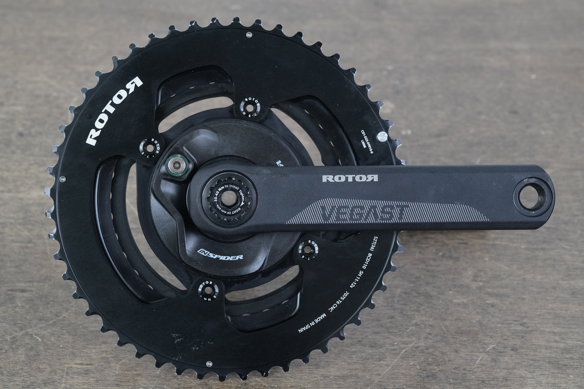172.5mm 52/36T Rotor Vegast INspider Power Meter Road Crankset + Charger 846g