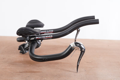 42cm Bontrager Race Lite Aero Base Bar + Extensions + 70mm Stem + Levers 1 1/8"
