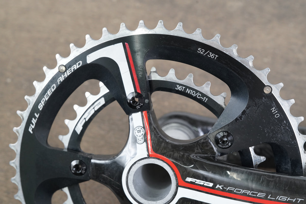172.5mm 52/36T BB30 FSA K-Force Light Carbon Road Crankset KForce
