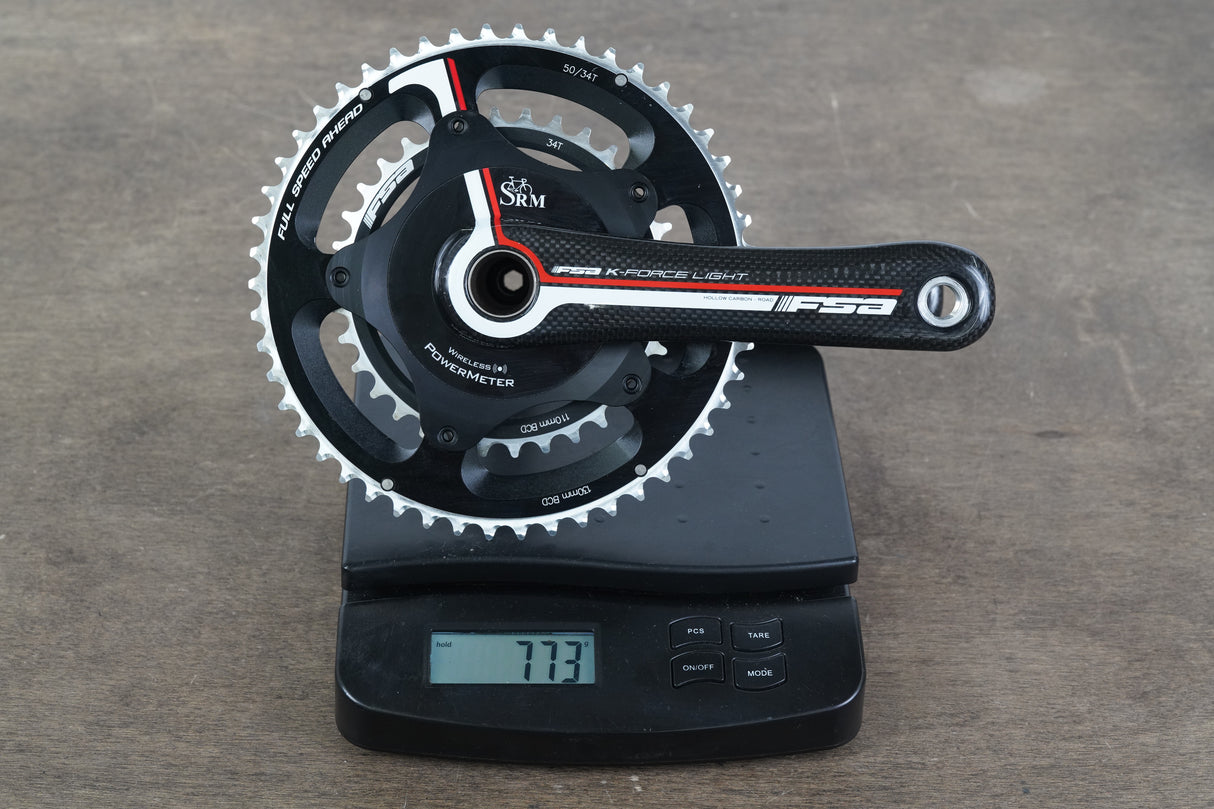 172.5mm 50/34T FSA K-Force Light SRM Power Meter Carbon Crankset *Needs Service*