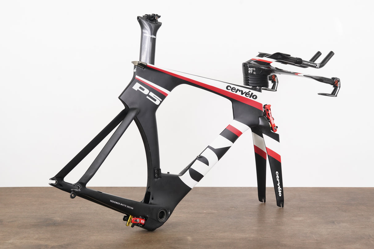 54cm Cervelo P5 TT Triathlon Carbon Rim Brake Frameset + Magura + Handlebar